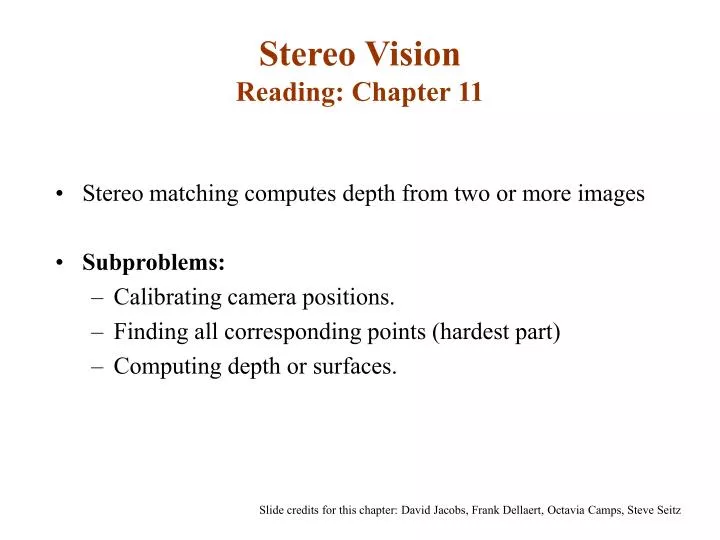 stereo vision reading chapter 11