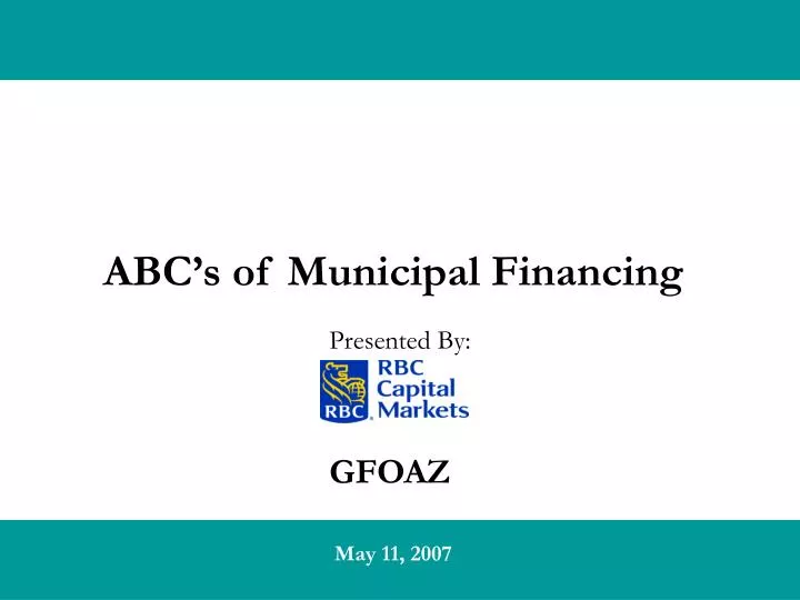 abc s of municipal financing