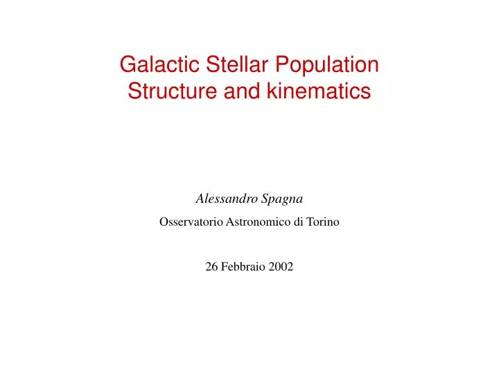 galactic stellar population structure and kinematics