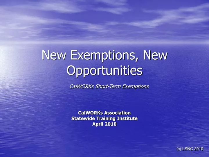 new exemptions new opportunities