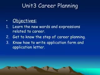 Unit3 Career Planning