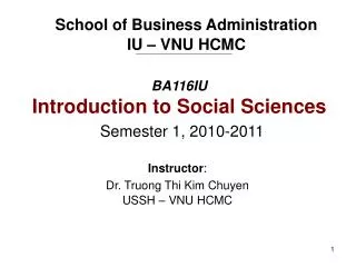 BA116IU Introduction to Social Sciences Semester 1, 2010-2011