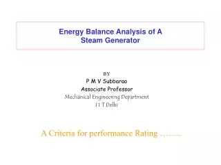 Energy Balance Analysis of A Steam Generator