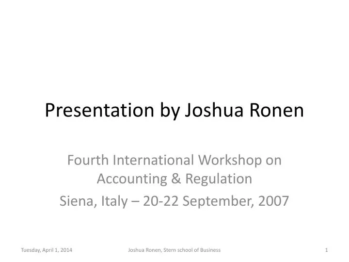 presentation by joshua ronen