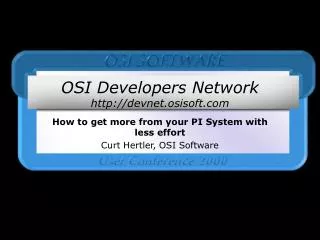 OSI Developers Network devnet.osisoft