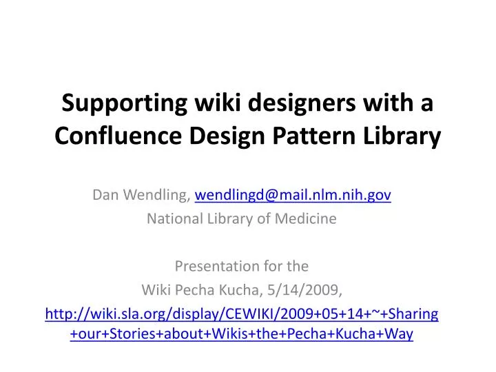 supporting wiki designers with a confluence design pattern library