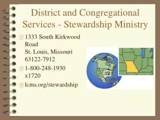 District and Congregational Services - Stewardship Ministry