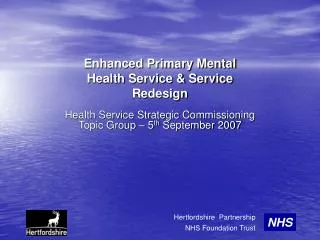 Enhanced Primary Mental Health Service &amp; Service Redesign