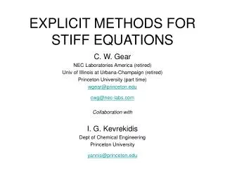 EXPLICIT METHODS FOR STIFF EQUATIONS