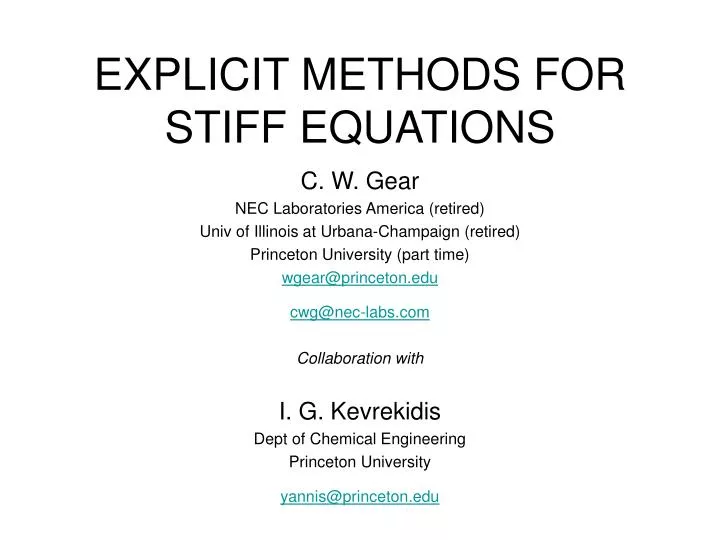 explicit methods for stiff equations