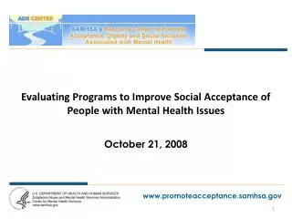 Evaluating Programs to Improve Social Acceptance of People with Mental Health Issues
