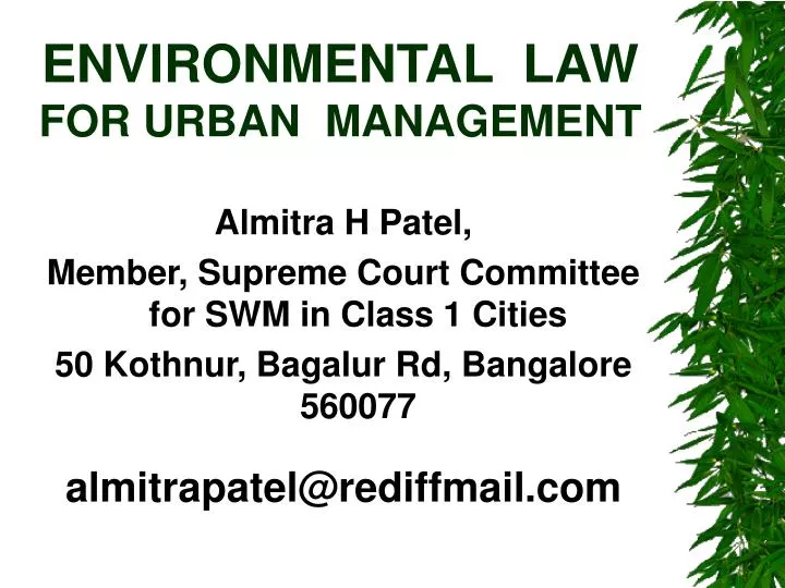 environmental law for urban management