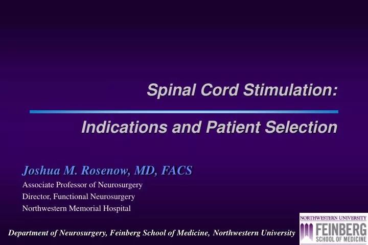 spinal cord stimulation indications and patient selection