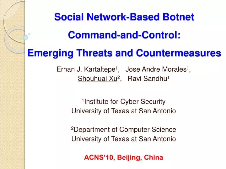 social network based botnet command and control emerging threats and countermeasures