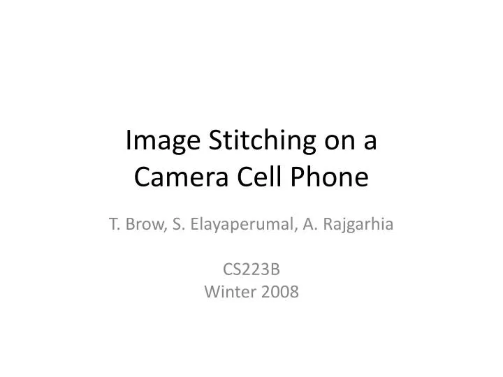 image stitching on a camera cell phone