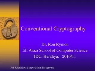 Conventional Cryptography