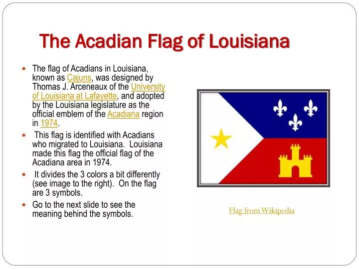 the acadian flag of louisiana