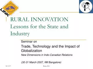 RURAL INNOVATION Lessons for the State and Industry