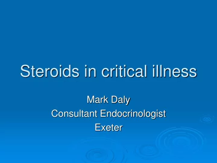 steroids in critical illness