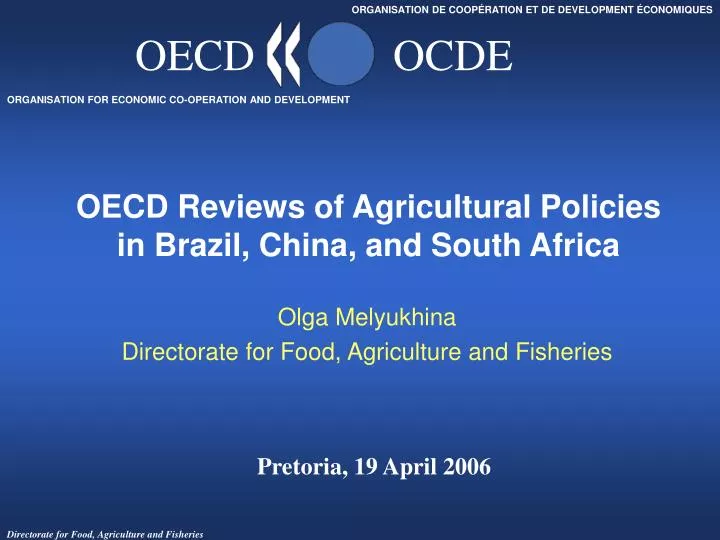 oecd reviews of agricultural policies in brazil china and south africa