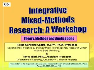 Integrative Mixed-Methods Research: A Workshop