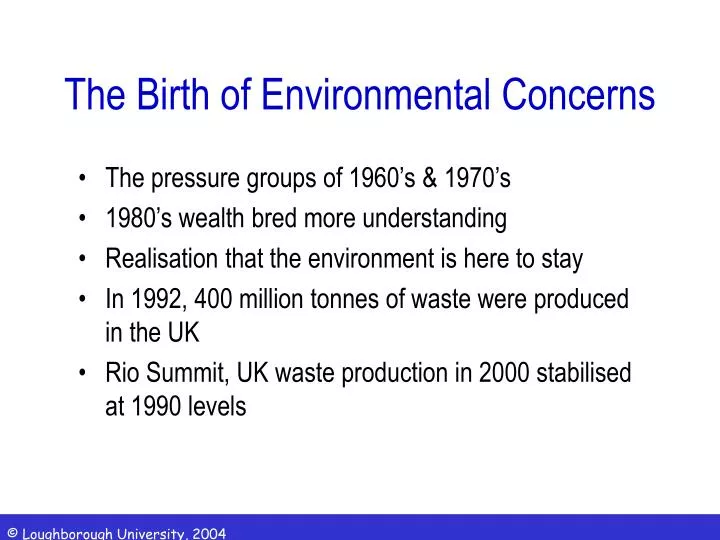 the birth of environmental concerns