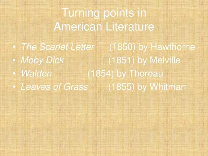 turning points in american literature