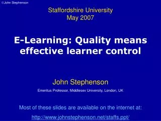 E-Learning: Quality means effective learner control