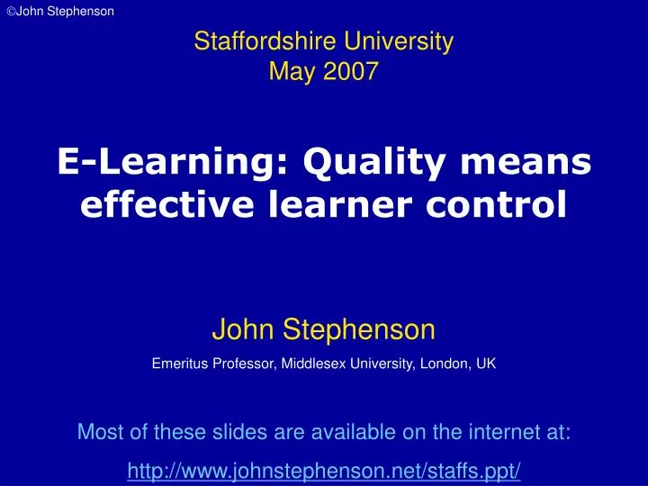 e learning quality means effective learner control