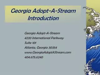 Georgia Adopt-A-Stream Introduction