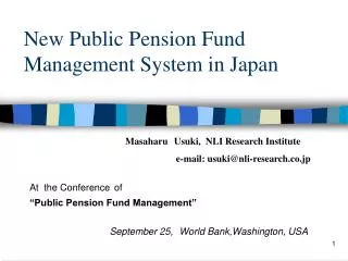 New Public Pension Fund Management System in Japan