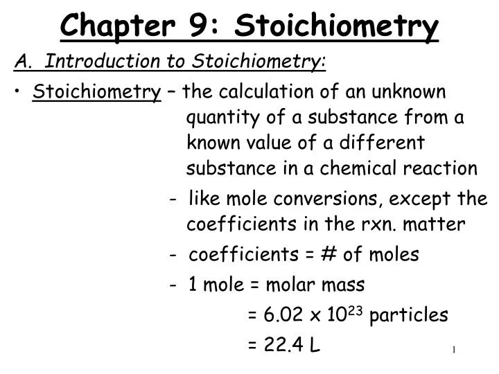 chapter 9 stoichiometry