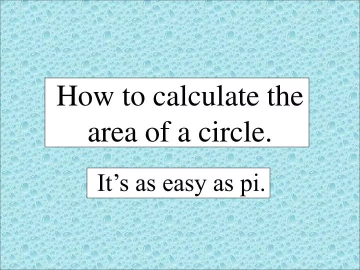 how to calculate the area of a circle