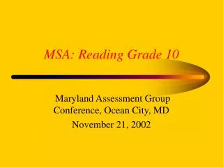 MSA: Reading Grade 10