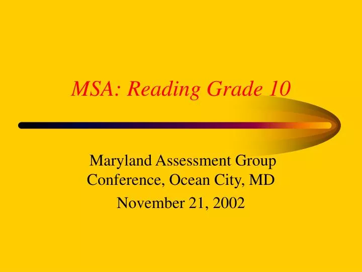 msa reading grade 10