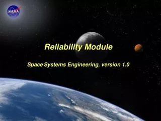 Reliability Module Space Systems Engineering, version 1.0