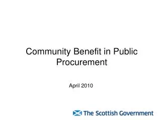 Community Benefit in Public Procurement