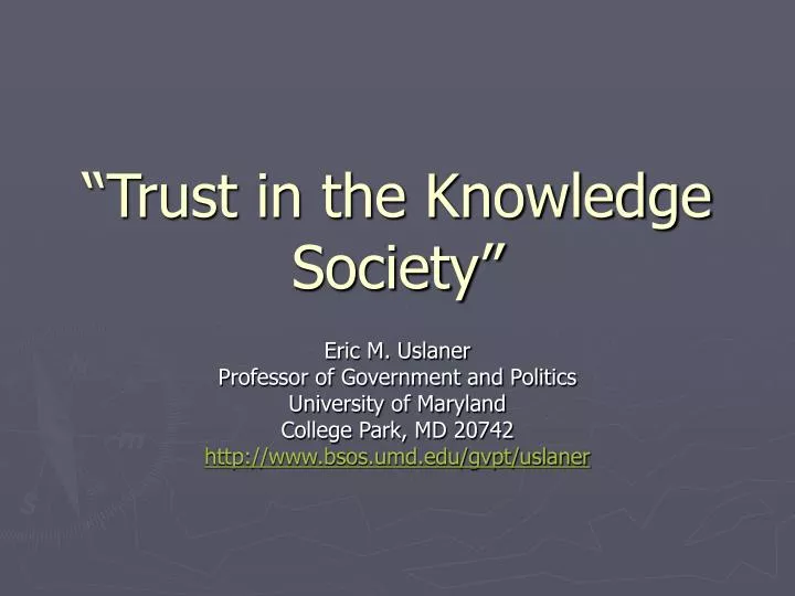 trust in the knowledge society