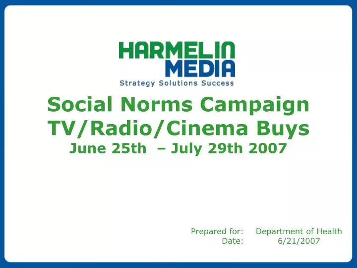 social norms campaign tv radio cinema buys june 25th july 29th 2007