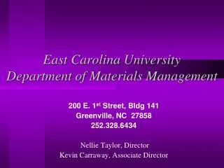 East Carolina University Department of Materials Management
