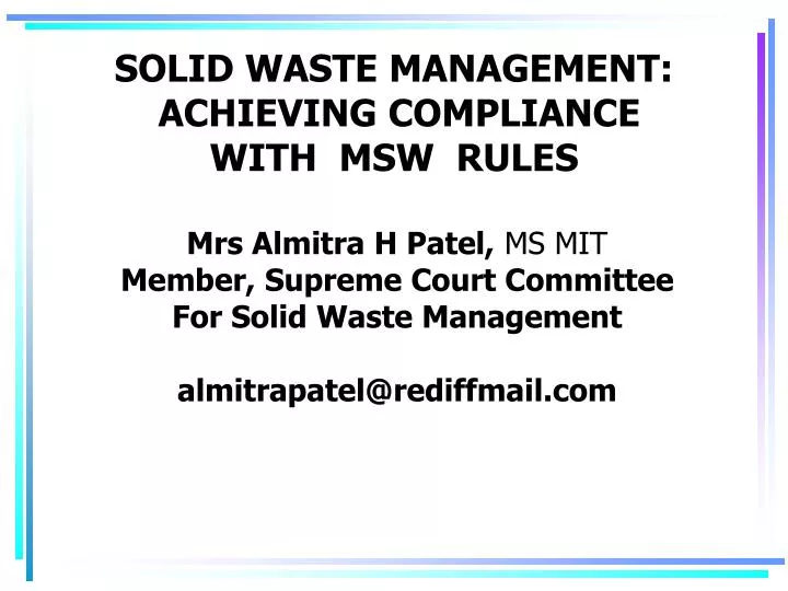solid waste management achieving compliance with msw rules