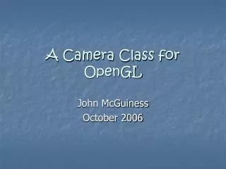 A Camera Class for OpenGL