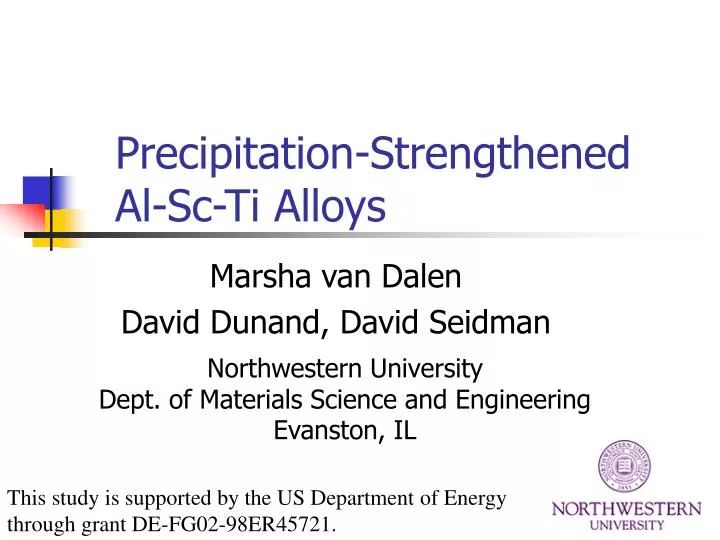 precipitation strengthened al sc ti alloys
