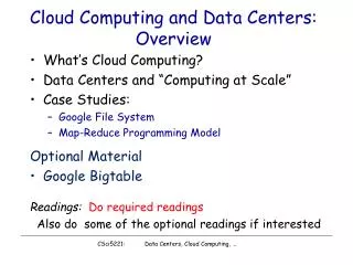 Cloud Computing and Data Centers: Overview