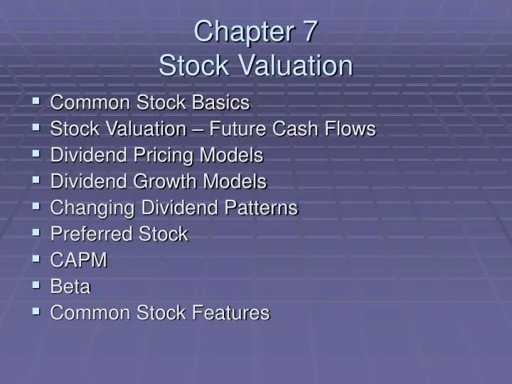 chapter 7 stock valuation