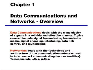 Chapter 1 Data Communications and Networks - Overview