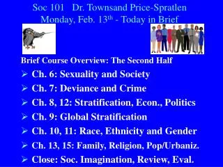 Soc 101 Dr. Townsand Price-Spratlen Monday, Feb. 13 th - Today in Brief