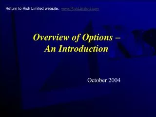 Overview of Options – An Introduction