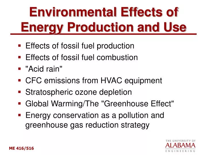 environmental effects of energy production and use