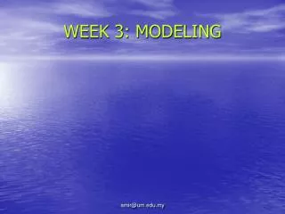 WEEK 3: MODELING